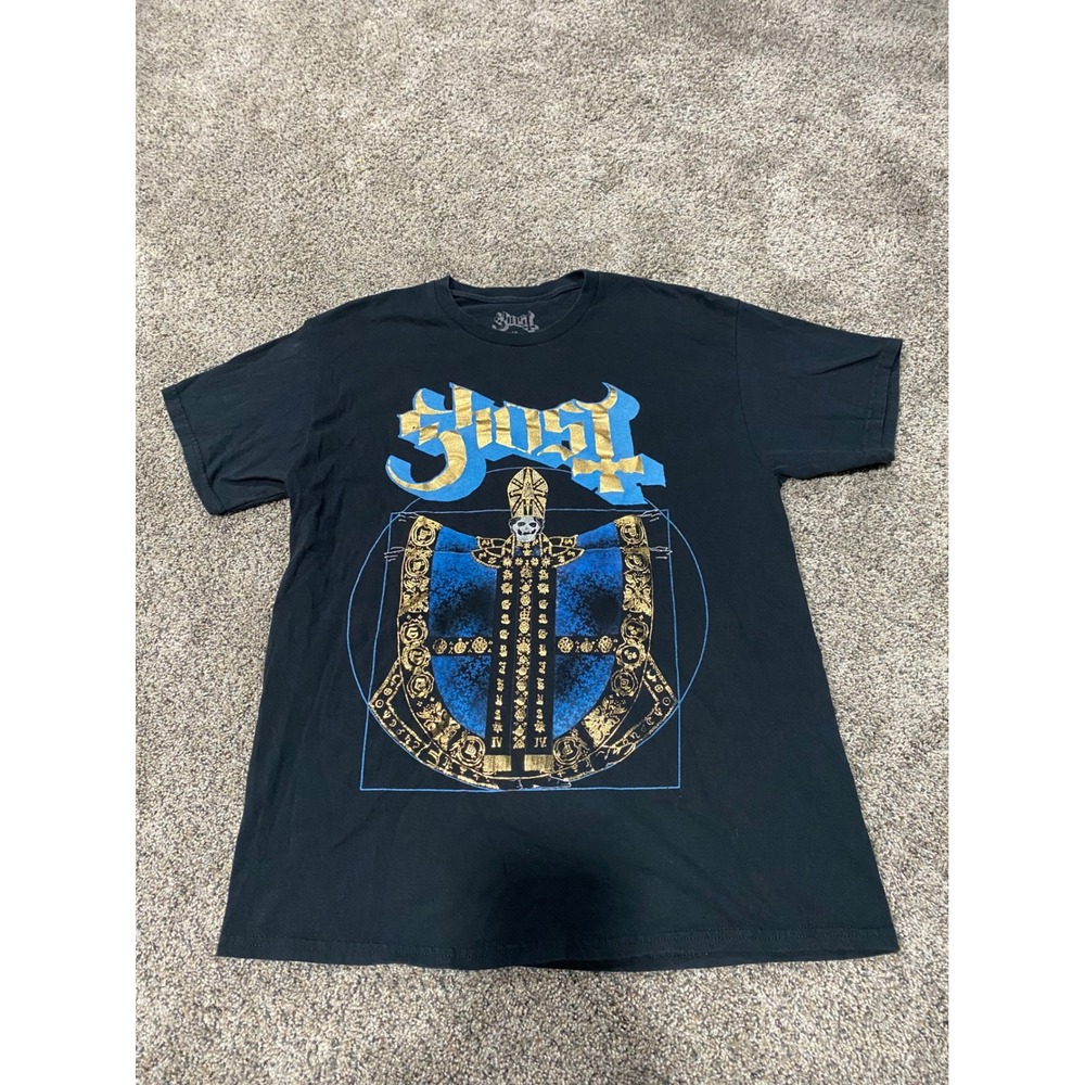 Ghost Band T-Shirt Papa Emeritus IV Vitruvian Man Black Graphic Tee Mens Large